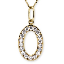 Altın Taşlı Oval Kolye KLY0430-3123