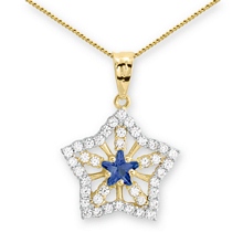 Mavi Taşlı Kartanesi Yıldız Kolye KLY0886-5696