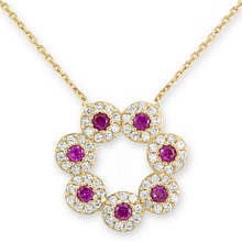 Altın Kırmızı Taşlı Kolye KLY0919-5959