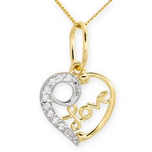 Altın Love Yazılı Kalp Kolye KLY0944-6024