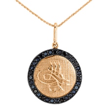 Rose Altın Tuğralı Siyah Taş Kolye KLY0957-6119