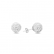 Gümüş Kristal Taşlı Top Küpe E5151