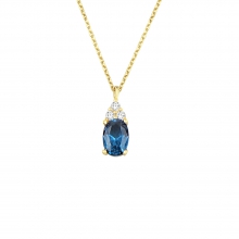 Altın Mavi Oval Taşlı Kolye AS1707KL