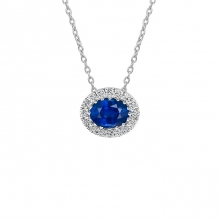 Oval Safir ve Pırlanta Taşlı Minik Kolye AS60PKL