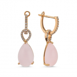 Rose Altın Pembe Quartz Pırlanta Taşlı Küpe AP17685