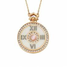 Rose Altın Pembe Taşlı Saat Kolye AS1316KLR2