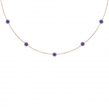 Rose Altın Safir Mavisi Renkli Taşlı Kolye AS1054KL23