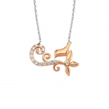 Rose Gümüş Kuş ve Çiçek Kolye G882KL