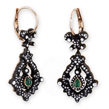 Altın Zümrüt Taşlı Elmas Küpe RS00297-5732
