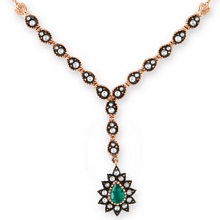 Altın Zümrüt Taşlı Elmas Kolye RS01753-5892