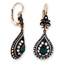 Altın Zümrüt Taşlı Elmas Küpe RS01983-5902