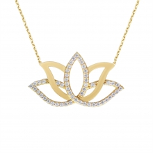 Sarı Altın Kaplama Lotus Gümüş Kolye G833KLR3