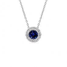 Safir Taşlı Küçük Pırlanta Kolye AS59PKL